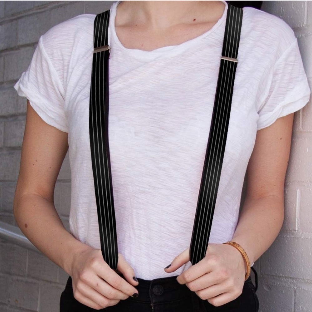 Classic Black striped Suspenders for Men